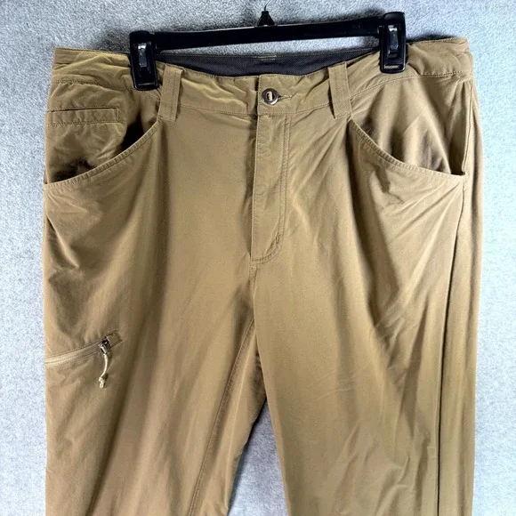Patagonia Quandary Hiking Pants Men 36 Brown Stretch Zipped Pockets Straight Leg - Picture 2 of 13